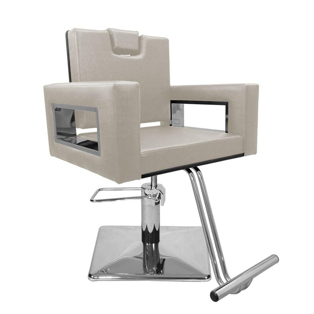 Cadeira Poltrona de Cabeleireiro Moderna Inox Branco Facto