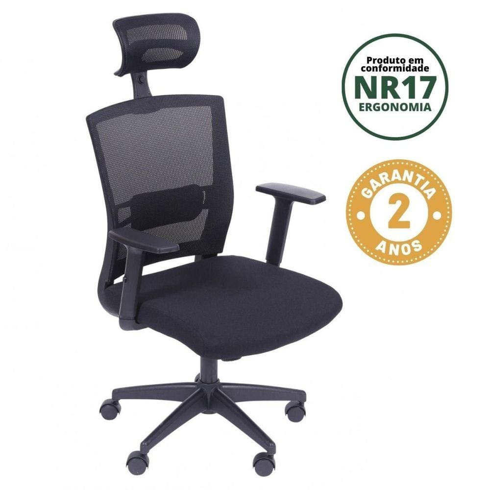 Cadeira para Escritório Presidente NR17 Office 3317 Or Design Preto