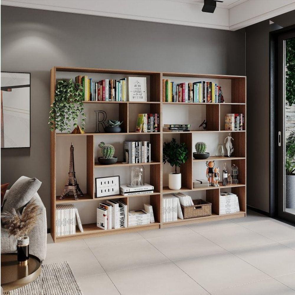 Conjunto 2 Estantes para Livros 2,4m Biblioteca Seattle | Extra