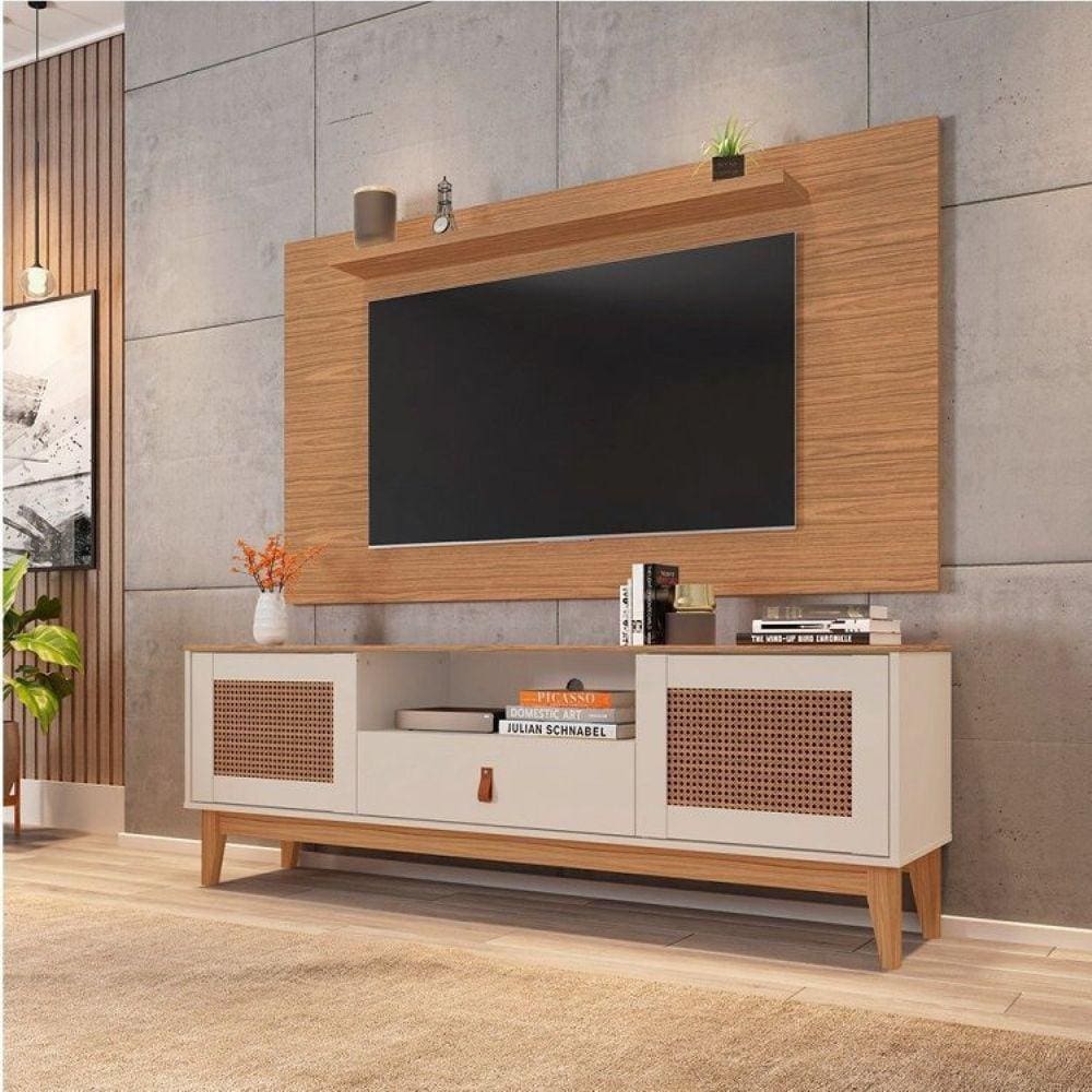 Rack com Painel para TV até 60 Polegadas Retrô Esmeralda Versátile Casa D Noce/Off White