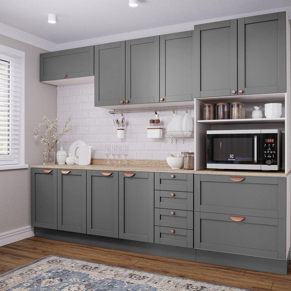 Cozinha Modulada 5 Peças Arizona CabeCasa MadeiraMadeira Branco/Cinza