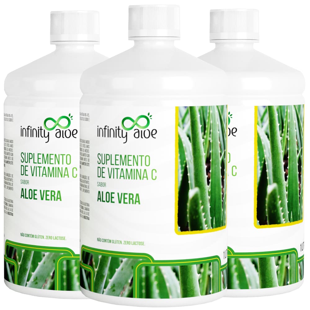 Suplemento de Vitamina C Sabor Babosa Aloe Vera 1L Kit com 3 - Infinity