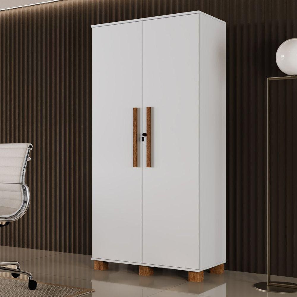 Armário para Escritório Multiuso 2 Portas com Chave 100% MDF Dacar Carmolar Branco