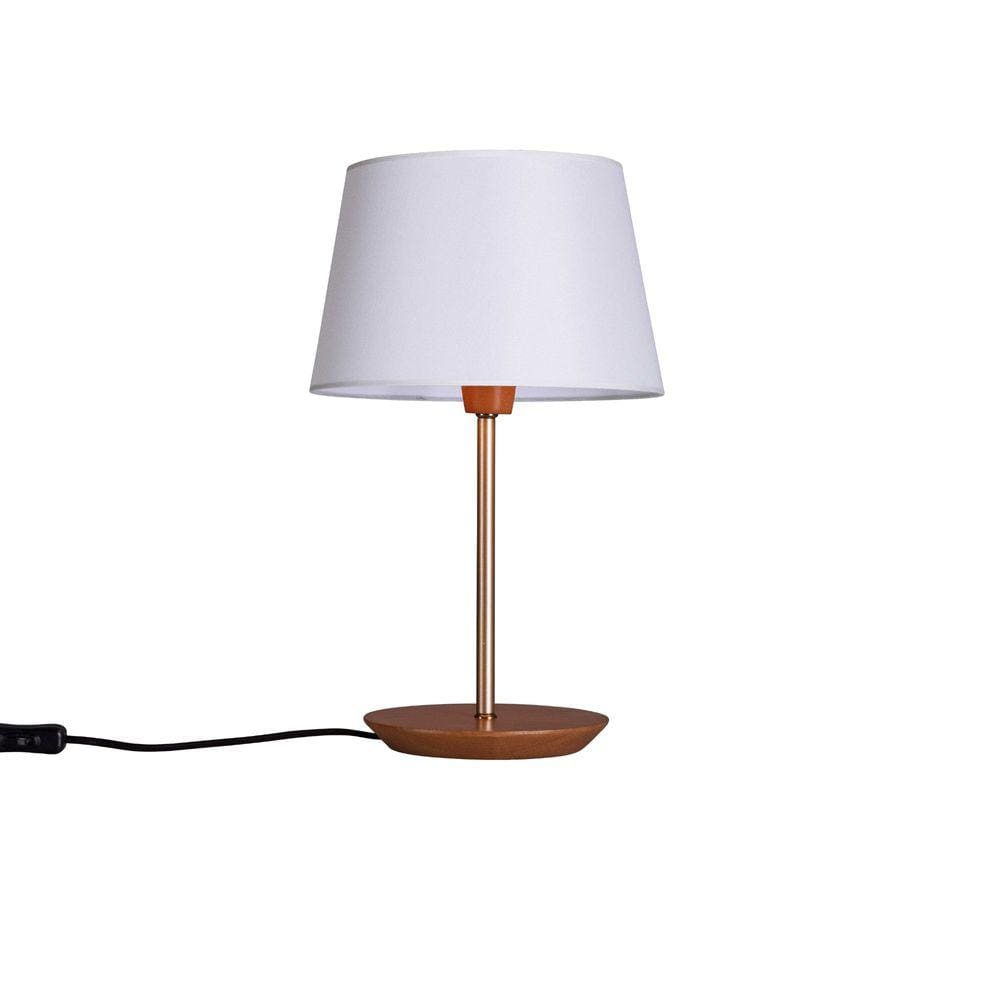 Abajur Slim Madeira e Tecido 35cm Cúpula Ø17cm - Madelustre