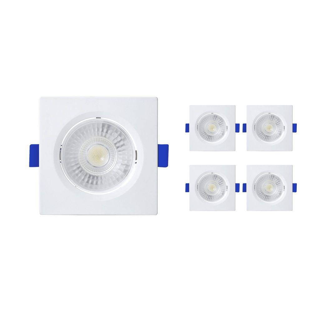 Kit 5 Spot de Embutir LED Slim Quadrado 9cm 6w 6500k Bivolt Branco - Blumenau
