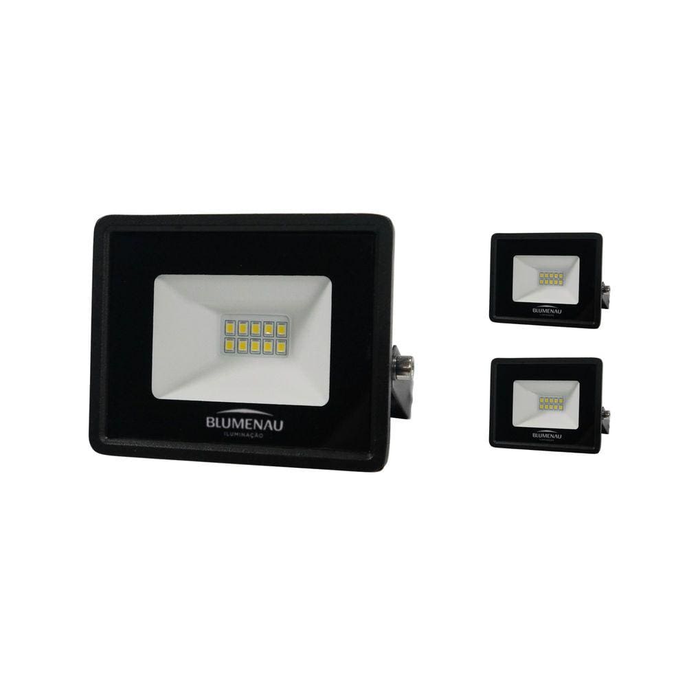 Kit 3 Refletores LED TECH De Alumínio 10w 3000k Bivolt - Blumenau Único