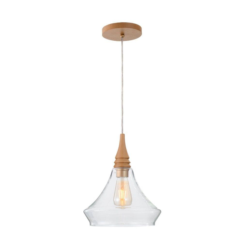 Pendente Flow Piramidal Madeira Castanho Ø17-26cm 1xE27 - Madelustre