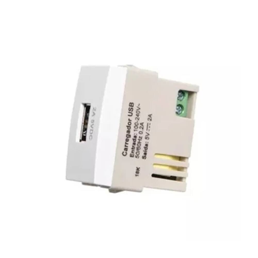 Módulo Tomada Carregador USB 2A Branco - Margirius
