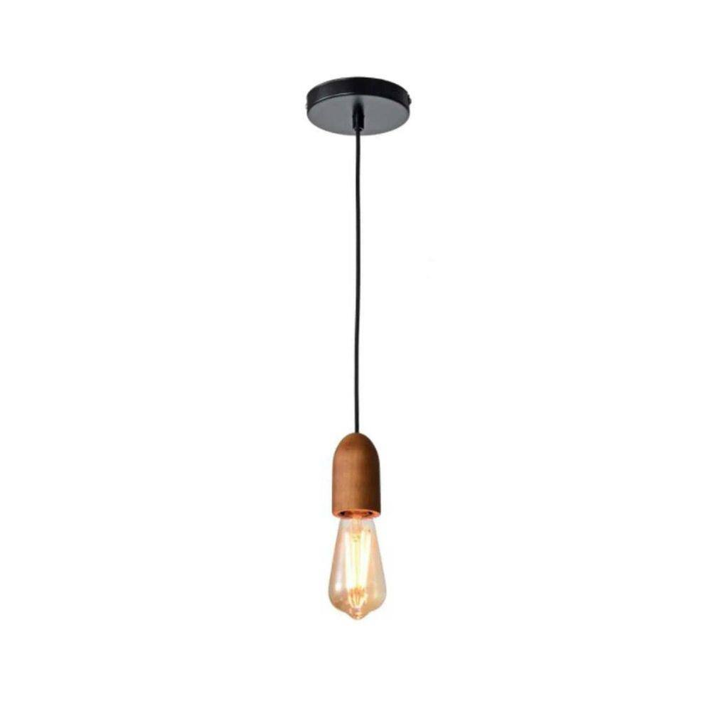 Pendente Cover Madeira Soquete Ø4,5x9cm Preto - Casual Light/Studio Luce