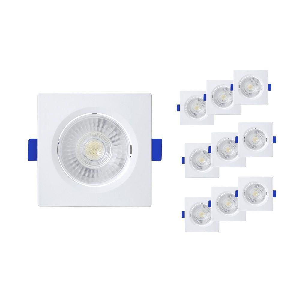 Kit 10 Spot de Embutir LED Slim Quadrado 9cm 6w 6500K Bivolt Branco - Blumenau
