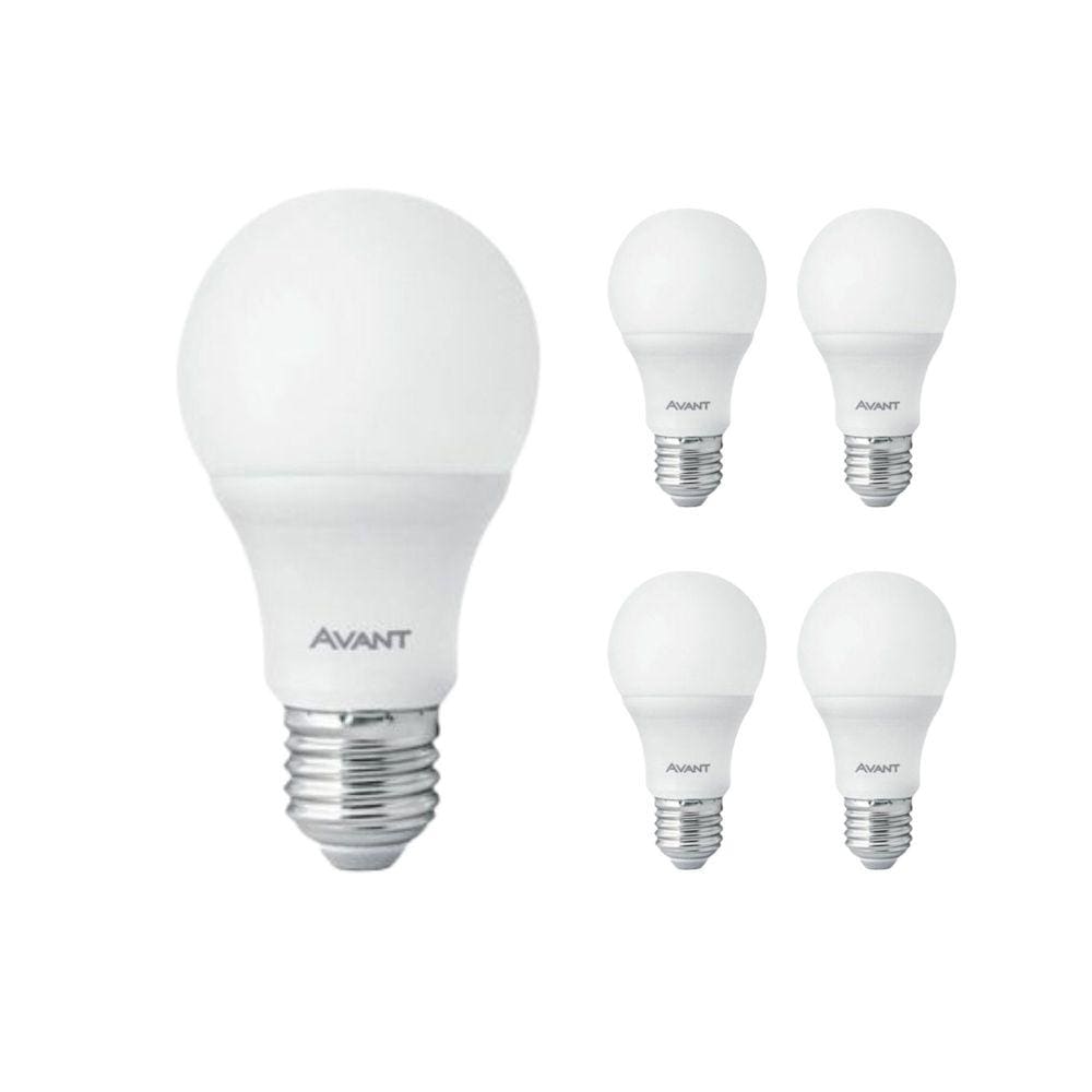 Kit 5 Lâmpada LED Bulbo E27 3000K Bivolt - Avant