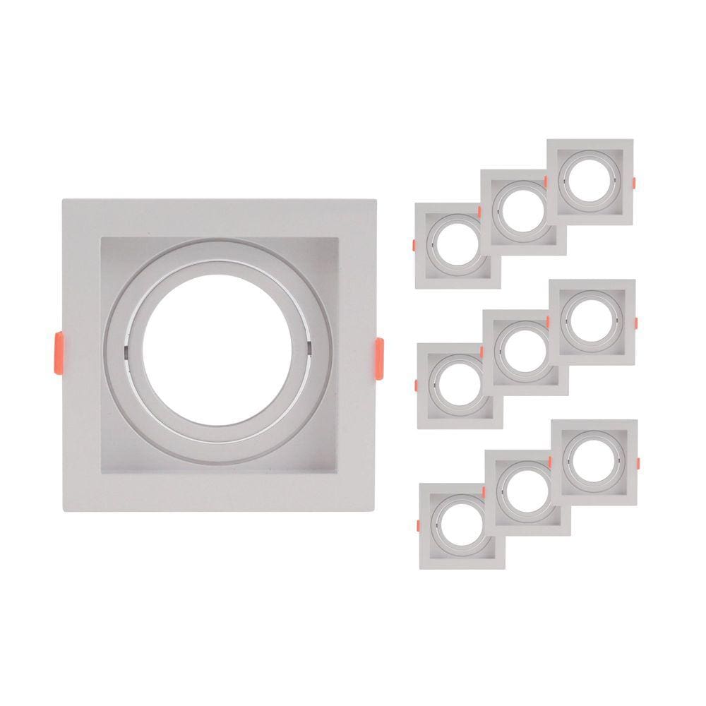 Kit 10 Spot De Embutir Flea Ar70 Quadrado Branco 13X13X4,3CM - Nordecor