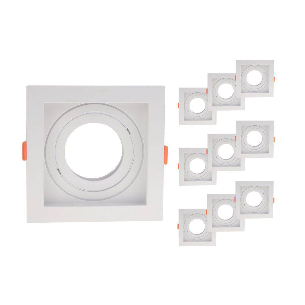 Kit 10 Spot De Embutir Flea Par20 Quadrado Branco 13X13X4,3CM - Nordecor
