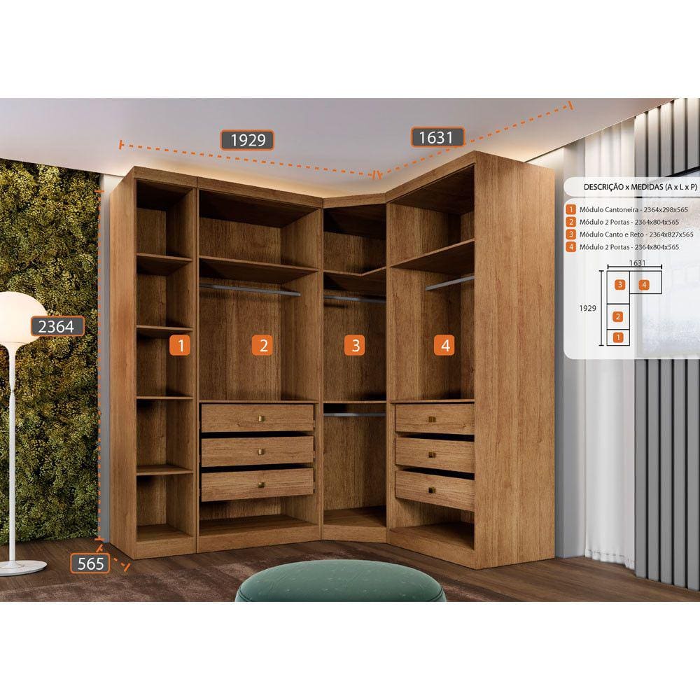 Closet Modulado Safira 009 Clic Moveis | Extra