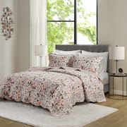 Cobre Leito Colcha Queen Dupla Face 3 Peças com Porta Travesseiro Aba Americana