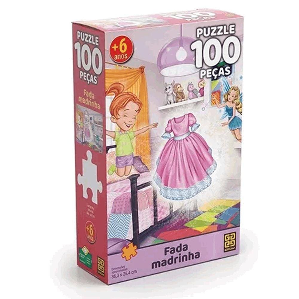 Quebra Cabeça Infantil Puzzle Fada Madrinha 100 Peças Grow