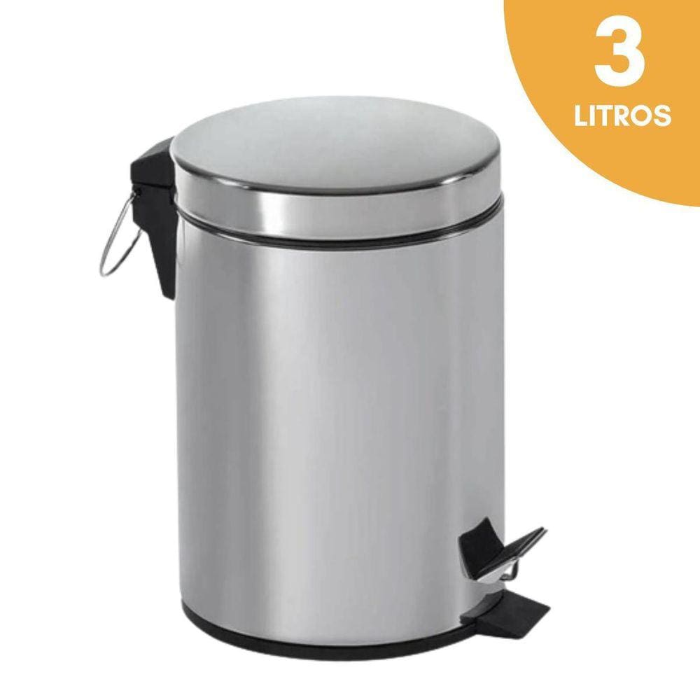 Lixeira 3L Em Inox Com Design Elegante
