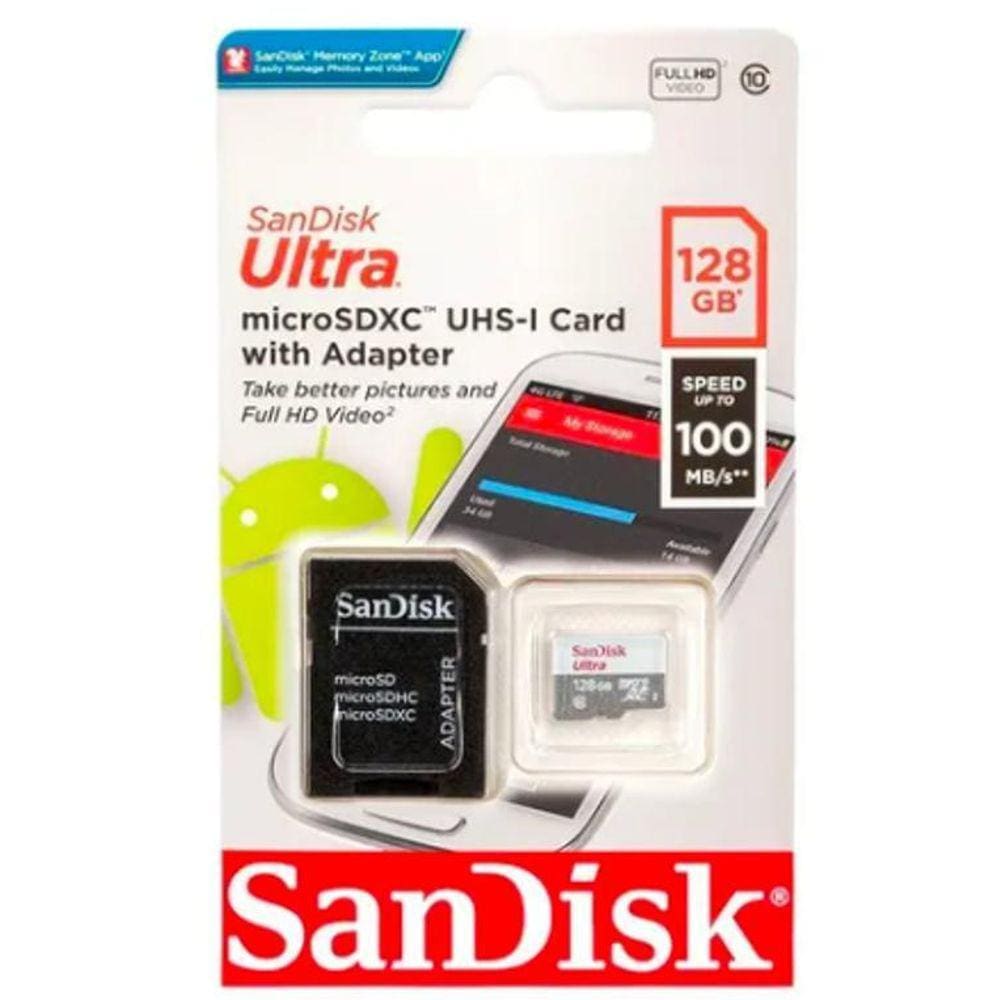 Cartão Memória Micro Sd Sandisk Ultra 128Gb, Versatilidade