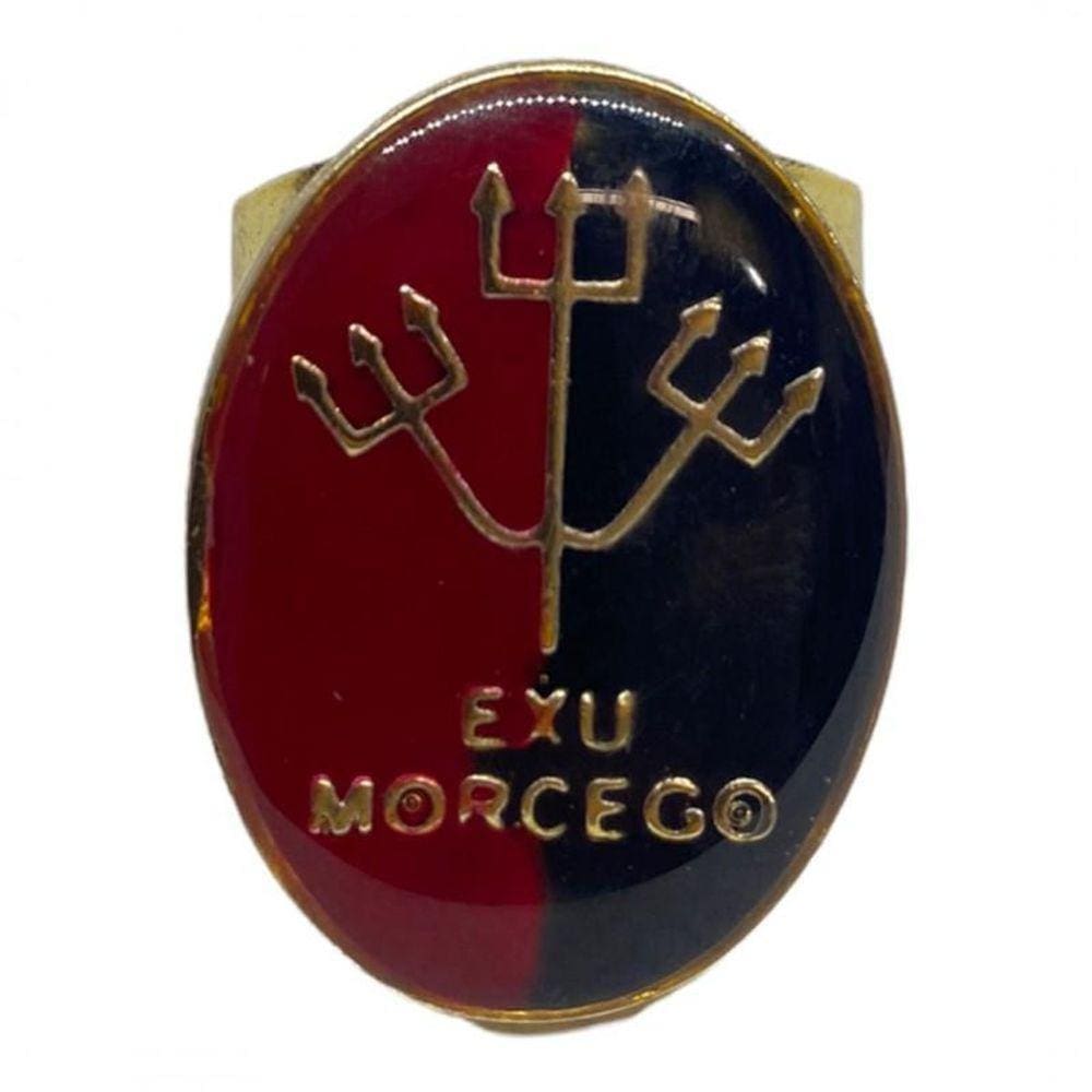 Anel Dourado Ajustável Orixá Exú 2,7 Cm Em Metal - Selecione