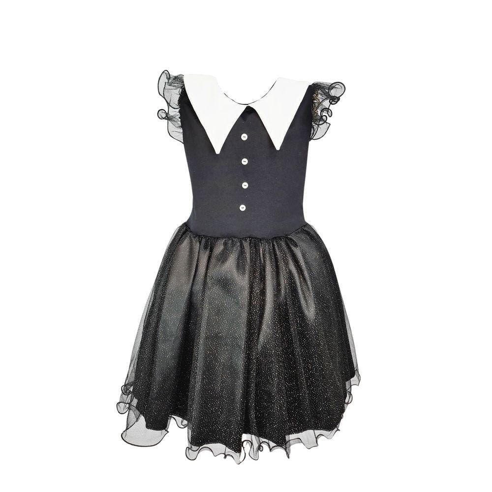 Vestido Marie Preto Wandinha Temático Festa Aniversário