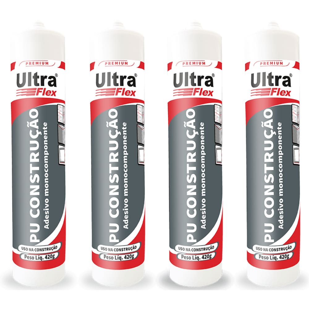 Kit 4 Selante Vedante Poliuretano PU Ultraflex Bege Bisnaga 400g ITW