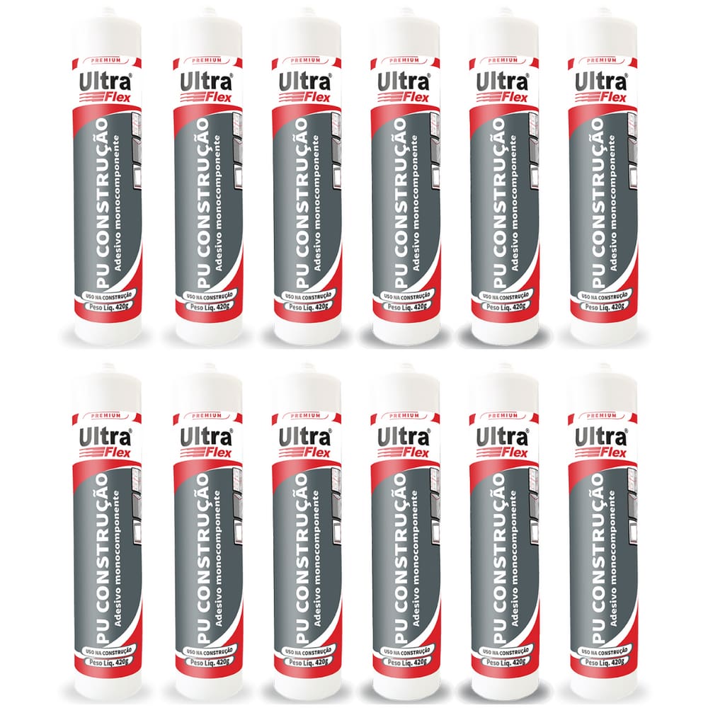 Kit 12 Selante Vedante Poliuretano PU Ultraflex Bege Bisnaga 400g ITW