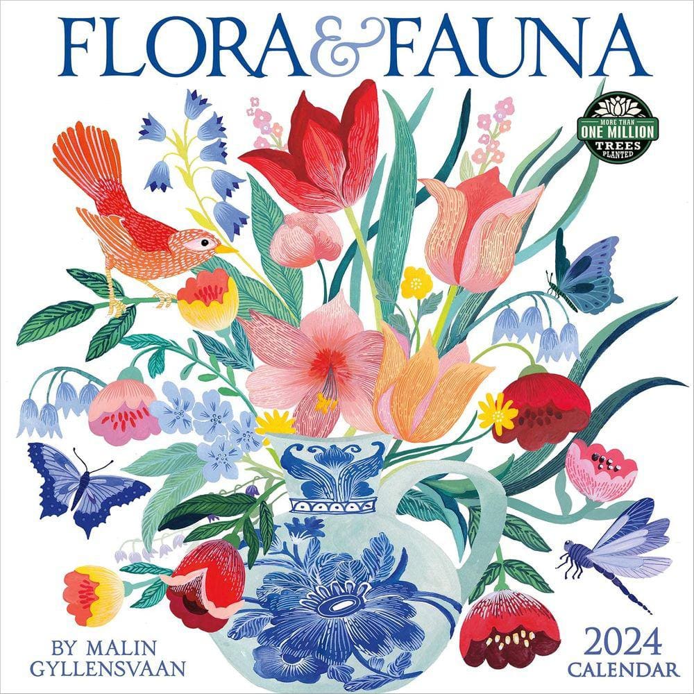 Calendário de parede Amber Lotus Flora & Fauna 2024 Malin Gyllensva