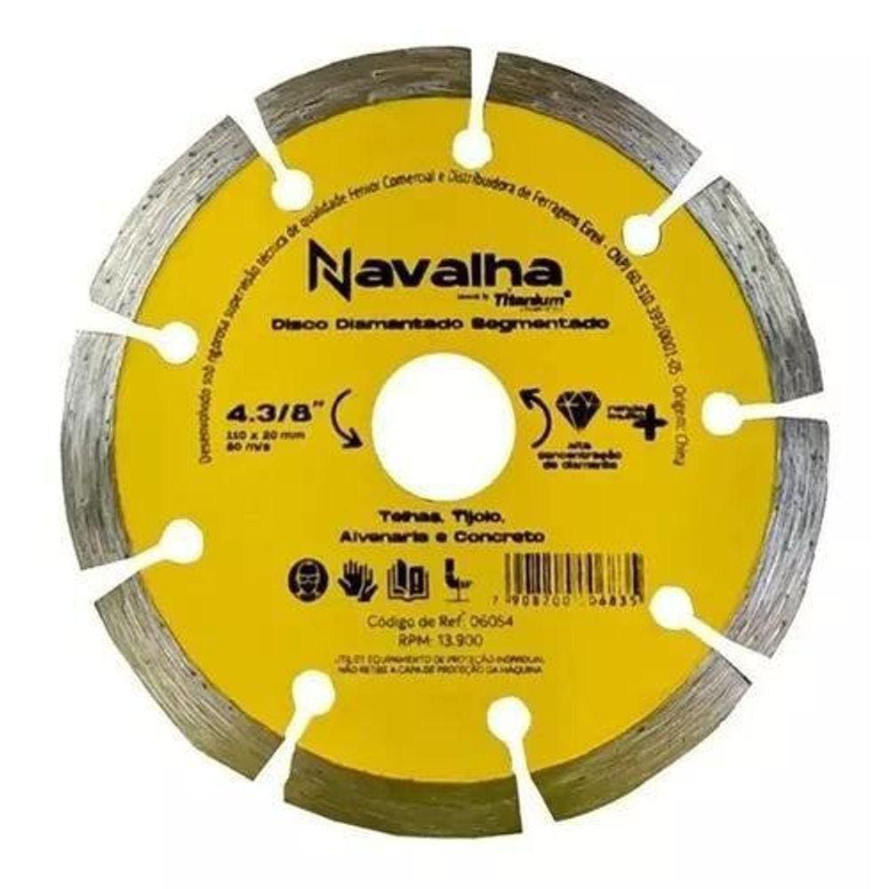 Disco Diamantado Navalha Segmentado 4.3/8 X 110Mm Titanium - 06054