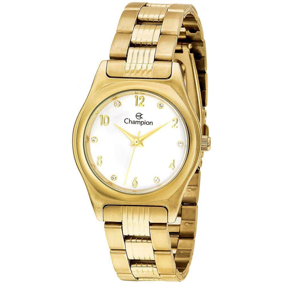 Relógio CHAMPION feminino analógico dourado branco CN28375H