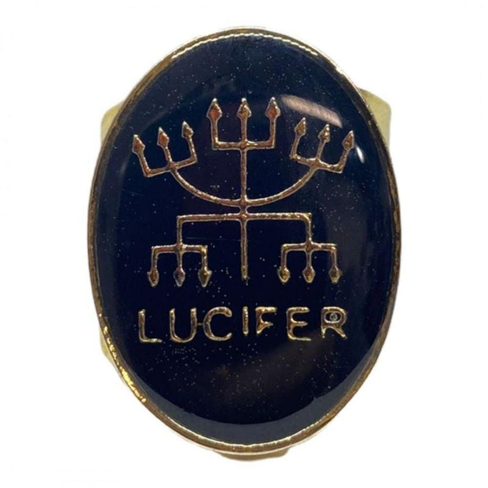 Anel Dourado Ajustável Orixá Exú 2,7 Cm Em Metal - Selecione