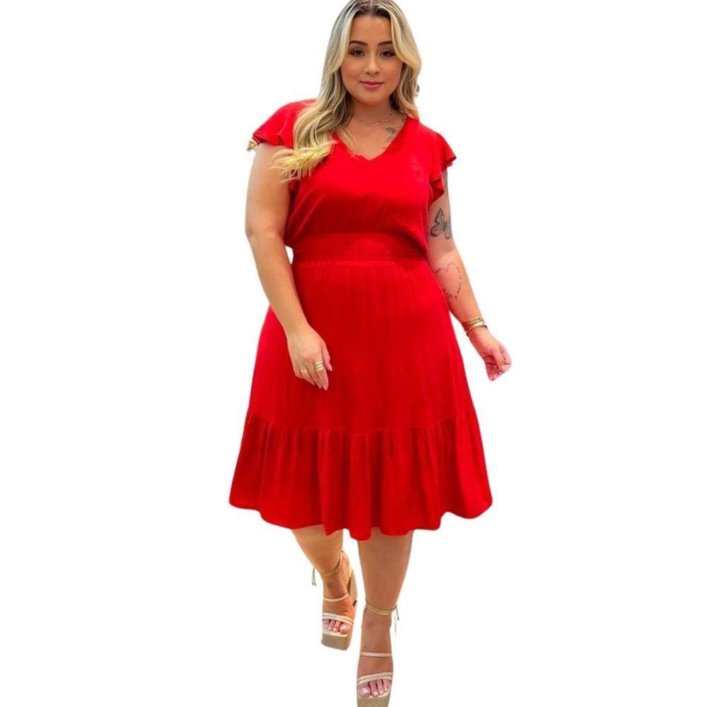 Vestido Viscolinho Domenica Com Manga Japonesa Plus Size