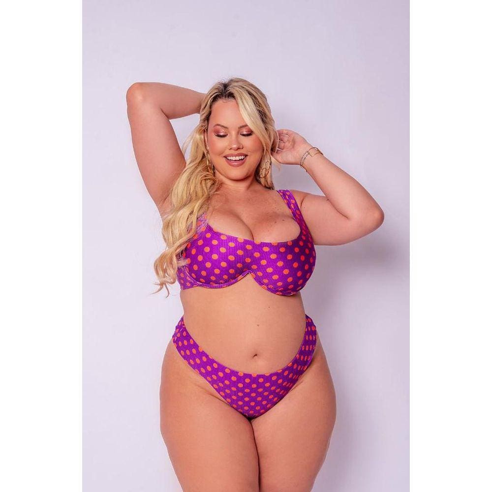 Biquíni Plus Size Canelado  Bolinhas