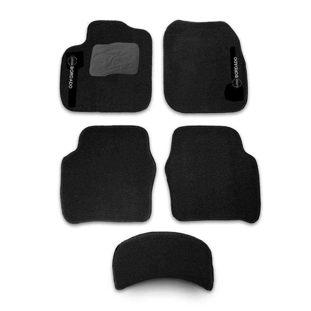 Tapete Fit 2003 2004 2005 2006 2007 2008 Carpete 5 Peças Preto Bordado Automotivo