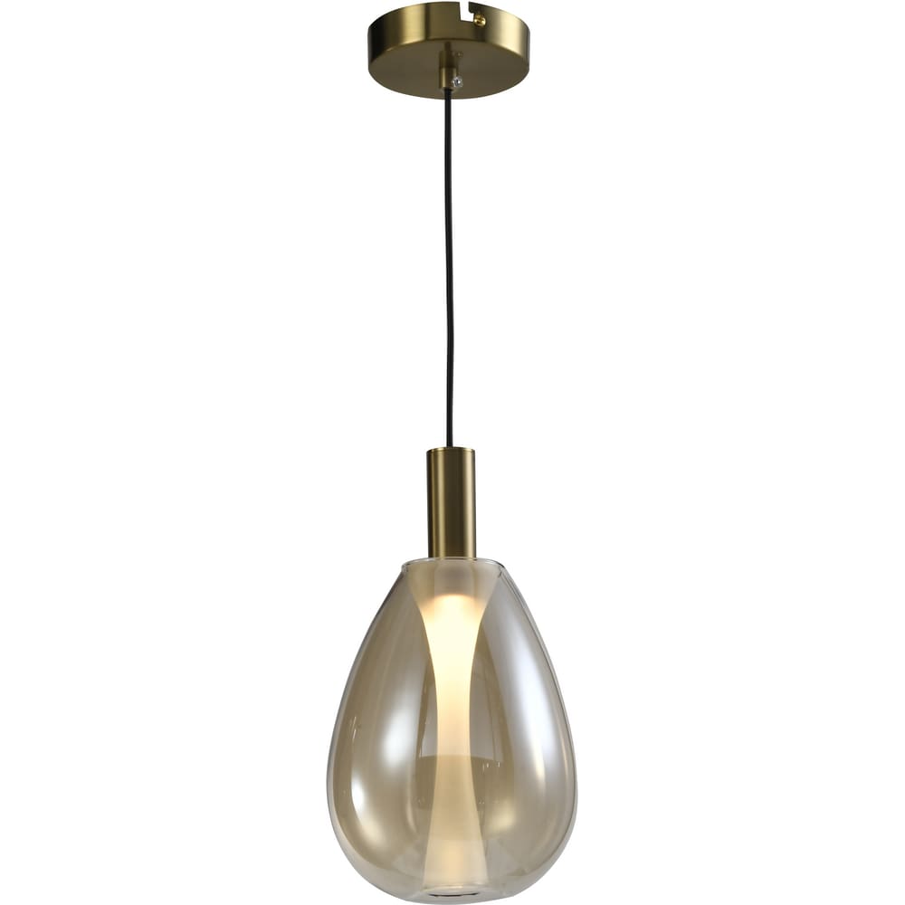 PENDENTE THUNDER Ø23X38cm BRONZE E VIDRO CONHAQUE