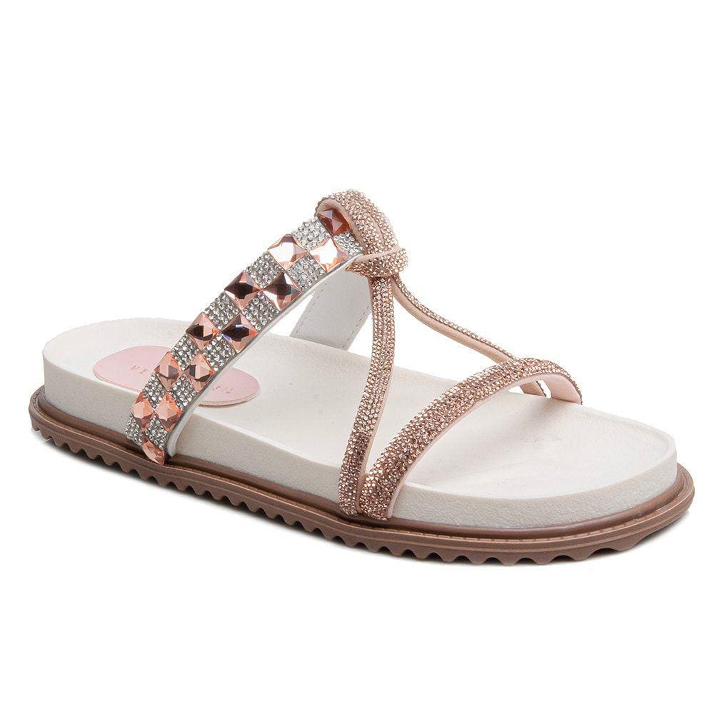Rasteira Birken Ellen Rose com Strass e Pedraria 2563