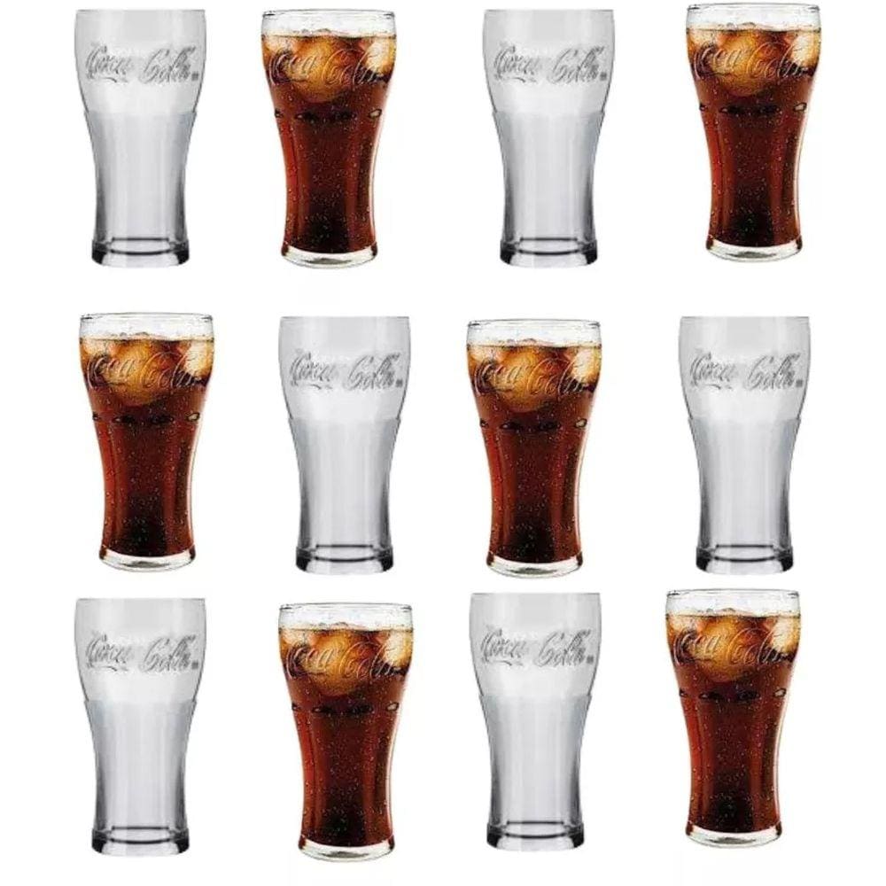Kit c/12 Copo Coca-cola 300ml Contour Nadir Vidro Transpar.