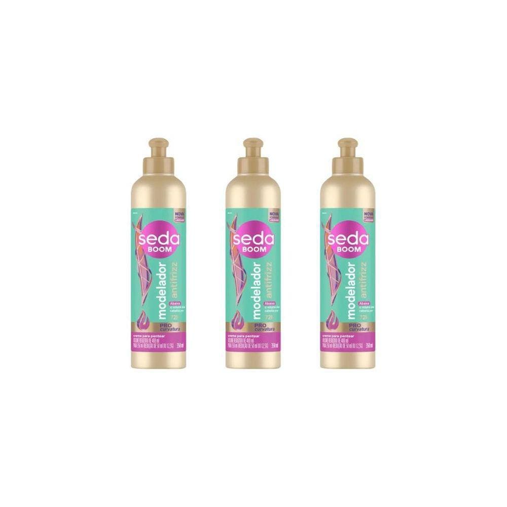 Creme Para Pentear Seda 350Ml Boom Model Antifrizz-Kit C/3Un