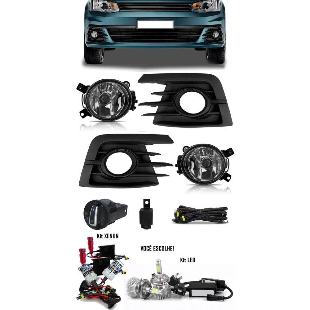 Kit Farol de Milha Neblina Vw Gol Voyage G7 2017 2018 + Kit Xenon 6000K / 8000K ou Kit Lâmpada Super LED 6000K