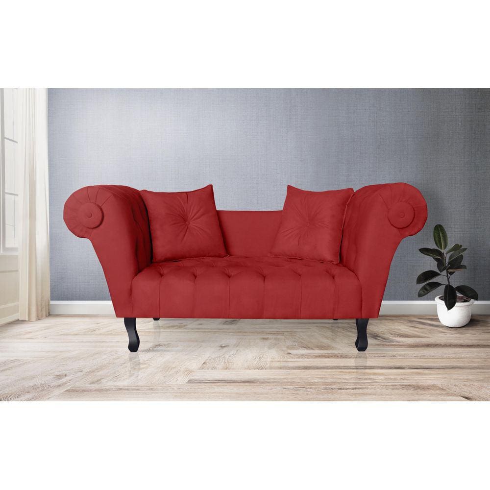 Namoradeira Recamier Sofá Decorativo 02 Lugares Dubai Corano Vermelho - LM DECOR