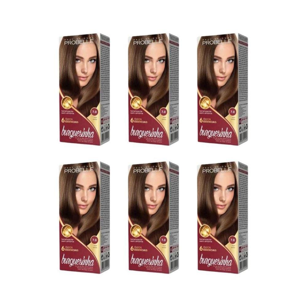 Coloraçao Probelle Burguesinha 7.0 Louro Medio - Kit C/6Un