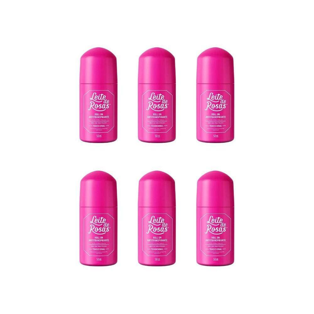 Desodorante Roll-On Leite De Rosas Trad 50Ml-Kit C/6Un