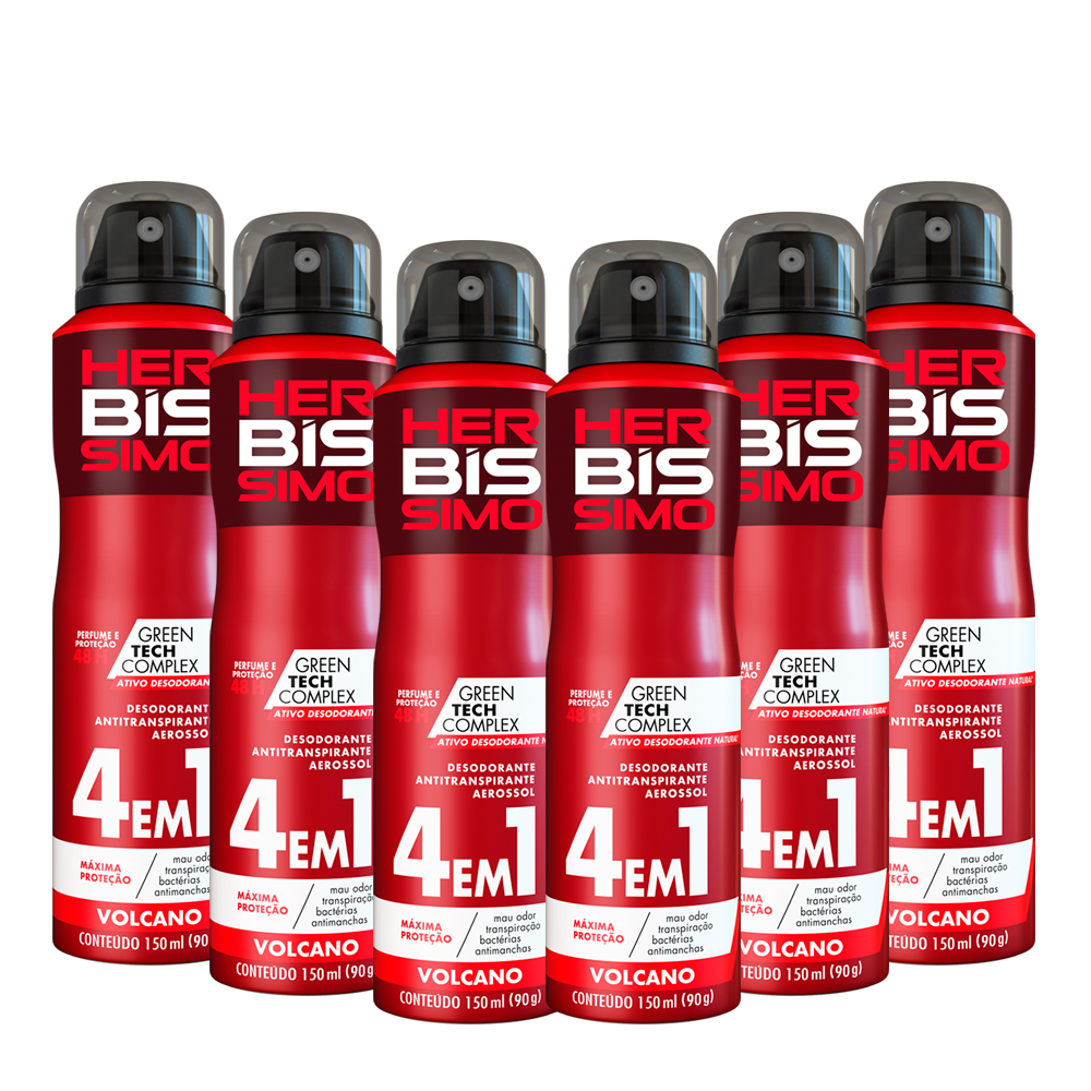 Desodorante Aerossol Herbíssimo Volcano 150ml - kit com 6 unidades