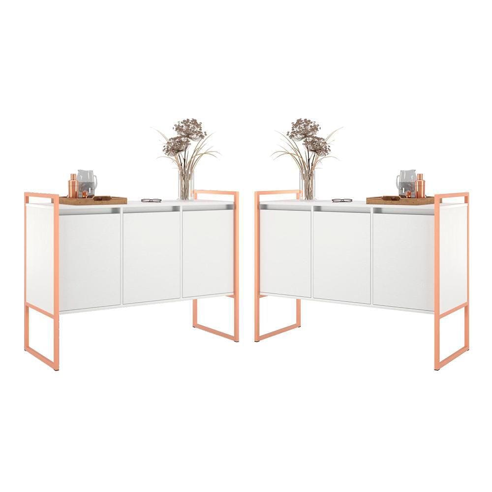 Aparador Buffet Estilo Industrial com Pés em Aço 2 Unidades