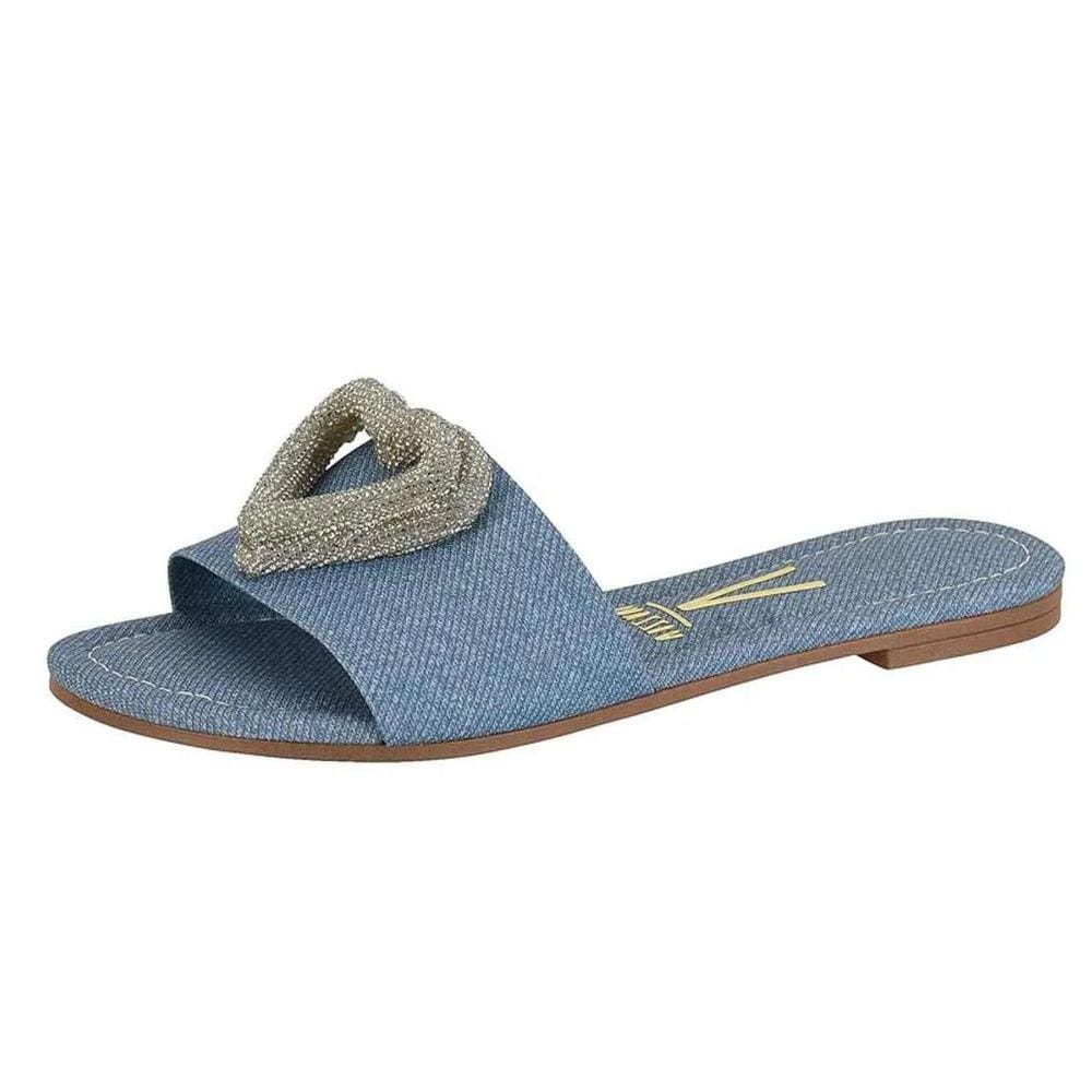 Chinelo Rasteira Vizzano Jeans com Strass 6371.368