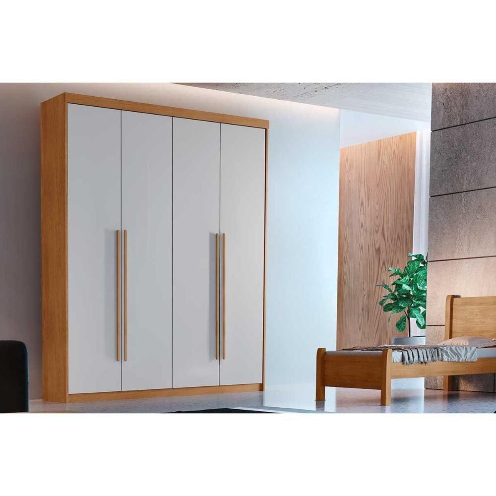 Guarda Roupa Solteiro 4 Portas e 2 Gavetas Naturale/Off White - Rufato