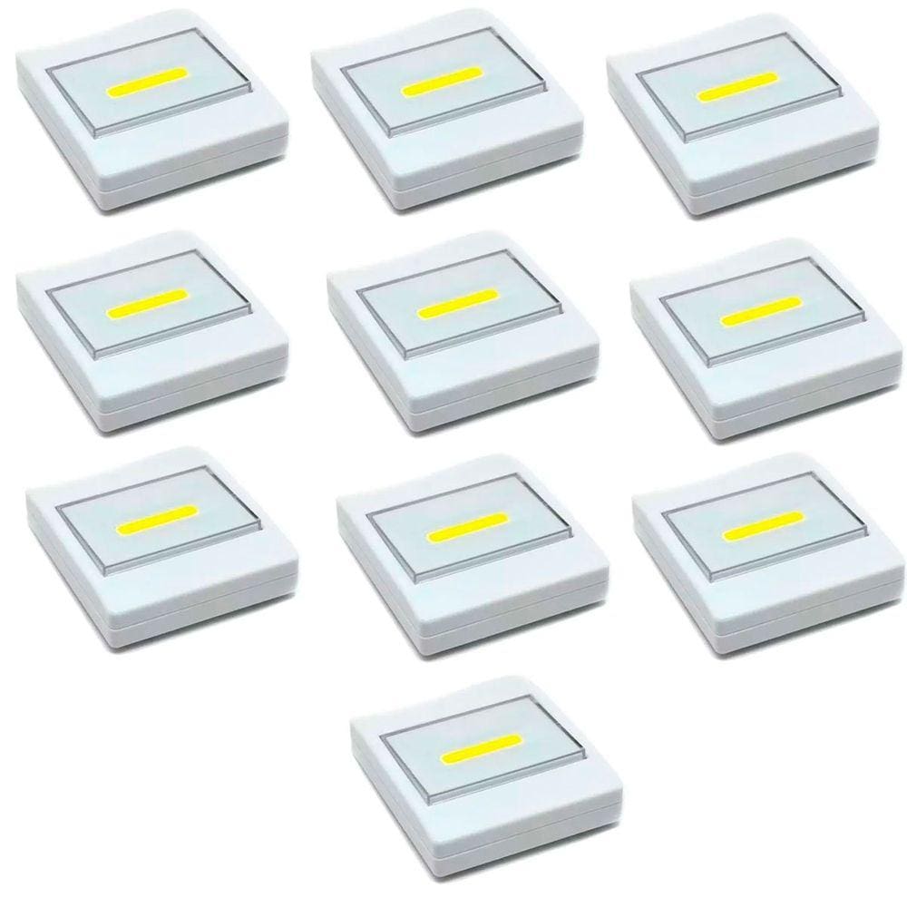Kit 10 Luminárias Portáteis Interruptor Luz de LED