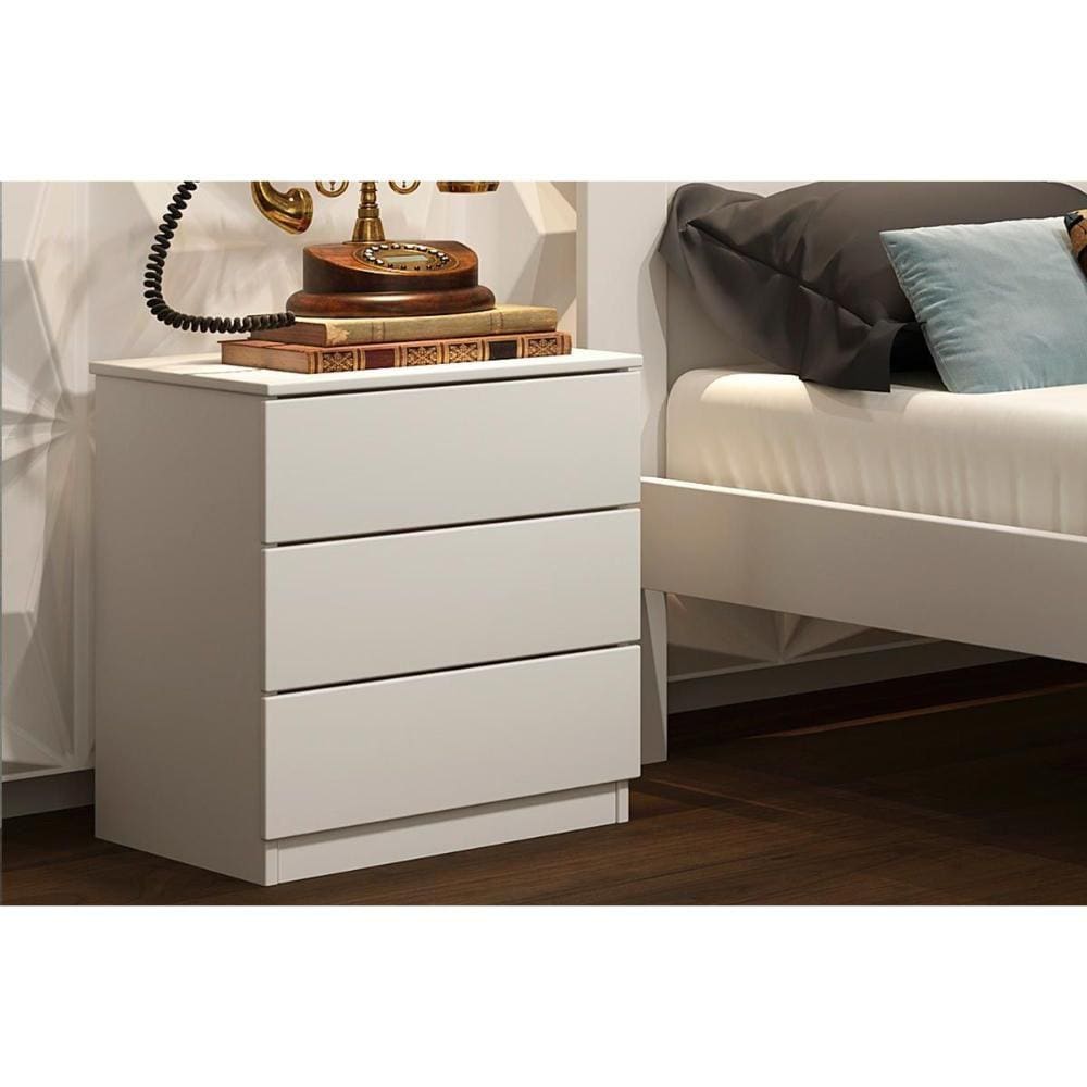 Mesa Cabeceira Infantil Veronna c/ 3 Gavetas Branco - Tcil Móveis