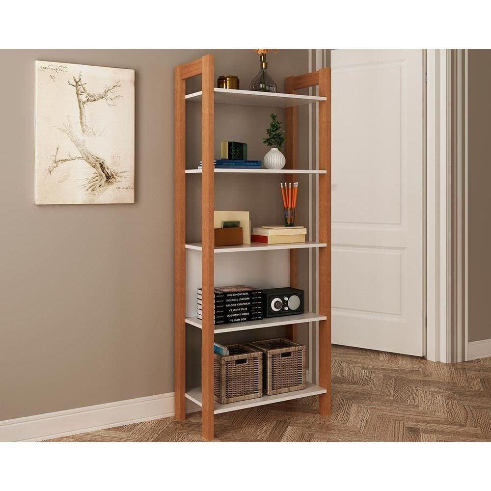 Closet de Quarto AZ1005 Armário c/ 5 Prateleiras Amêndoa/Branco - Tecno Mobili