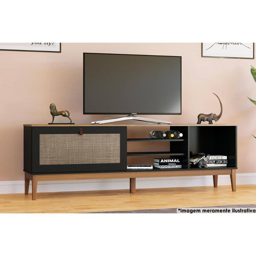 Rack para TV MB 1024 1 Basculante Freijo/Preto - Movelbento
