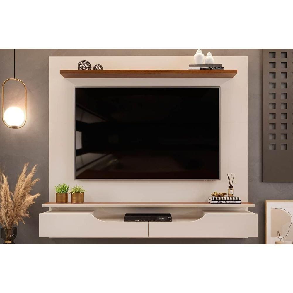 Painel para TV Levi Tv até 60 Polegadas c/ 2 Portas Off White/Freijó - DJ Móveis